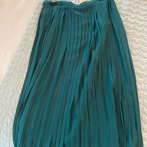 J. Crew Pleated Midi Skirt in Teal